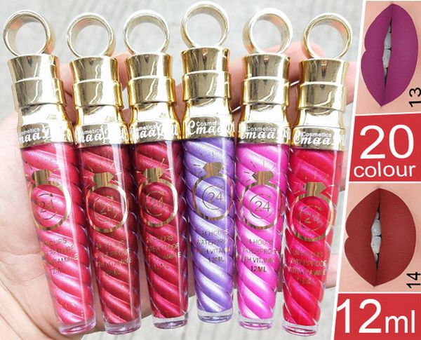 

cmaadu pearl lipgloss matte lip gloss 20 color threaded tube radish head metal long last moisturizer nutritious makeup lips