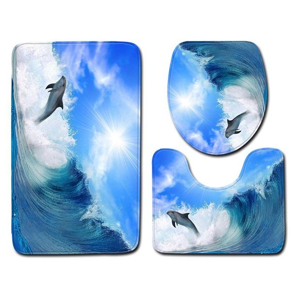 

carpets cute animal pattern floor mat bathroom toilet three-piece set