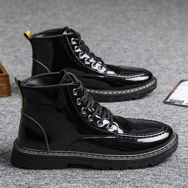 

martin suit british high help tooling thick soled locomotive combat men's shoes leisure big head leather boots, White;red