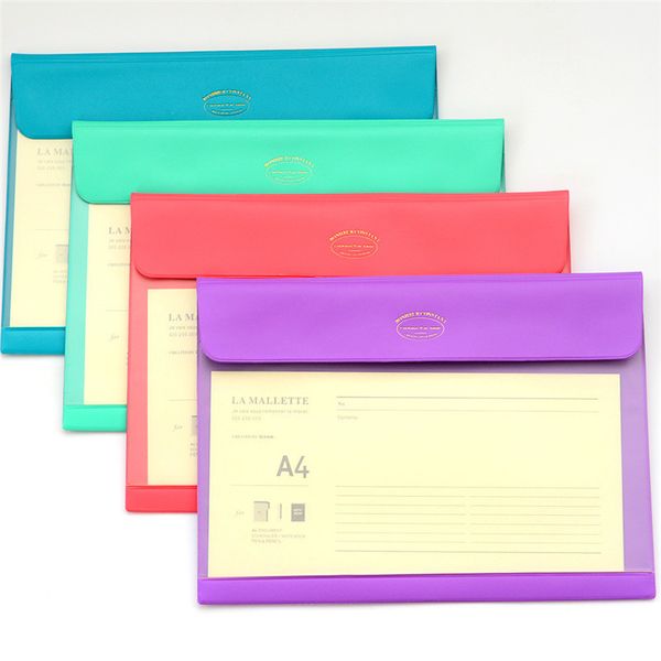 

eenvoudige transparante papieren mappen voor documenten multifunctionele pvc nd zak a4 draagbare snoep kleur filing producten kantoor