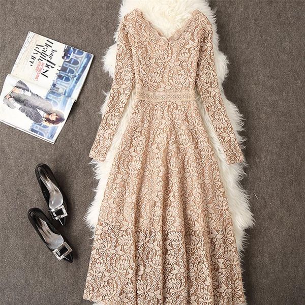 

2021 autumn dress women long sleeve lace dress big size  3xl dress lady long v neck party dressess vestidos w564, Black;gray