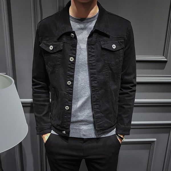 

2021 new korean fashion coat slim fitting jeans spring autumn men's jacket, Black;brown