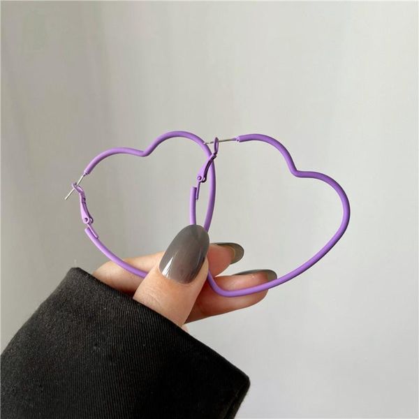 

hoop & huggie heart big earrings simple cold hollow round circle pendant temperament jewelry women, Golden;silver