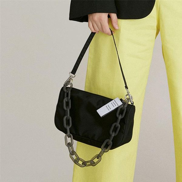 

fashion designer brand nylon baguette underarm handbags acrylic chain diagonal shoulder handbag