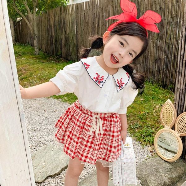 

shirts girls 2021 summer style korean version of the floral cotton blouse turn-down collar shirt, White;black