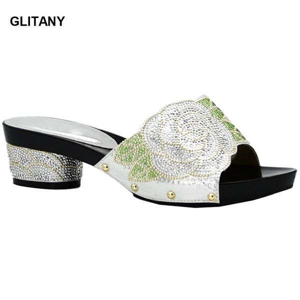 

dress shoes latest designer women luxury 2021 african wedding and bag set decorated with rhinestone ladies sandals heels, Black