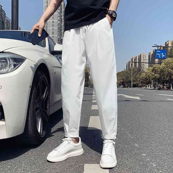 

men's pants summer thin casual fashion black and white harem men streetwear loose breathable ice silk mens trousers n620