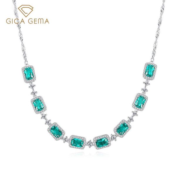 

chains gica gema women 925 genuine silver necklace create emerald multiple gems simple charm wedding engagement fine jewelry