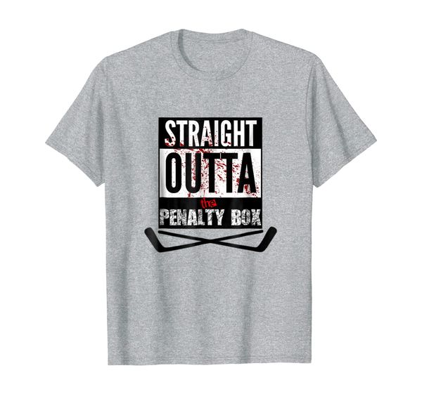 

straight outta the penalty box t-shirt funny hockey tee, White;black