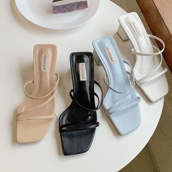 

slippers 2021 woman summer sandals girl flat shoes lace up women beach slides footwear flip flops open toe sandalias mujer, Black