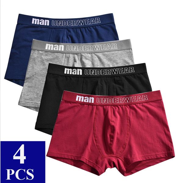 

4 pcs/lot men underwear cotton boxer homme underwear men breathable solid gay underwear boxershorts men underpants man, Black;white