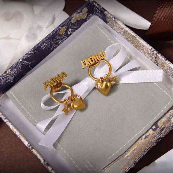 

special offer 75% off outlet online family old love women's pendant fashion personality letter 925 silver pin earrings, Golden