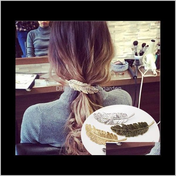 

clips & barrettes jewelry s hair ornament restore ancient ways exaggeration feather alloy spring edge clamp ponytail mix hairpin ps1766 drop, Golden;silver