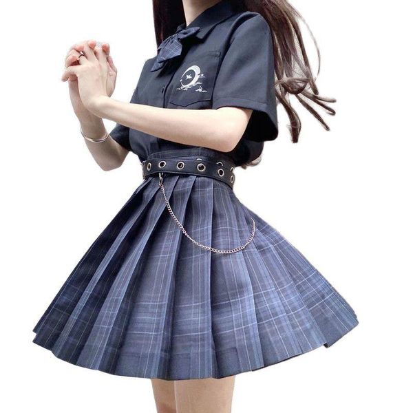

skirts summer women 2021 high waist girl's pleated skirt korean japanese style ladies sweet plaid mini for, Black