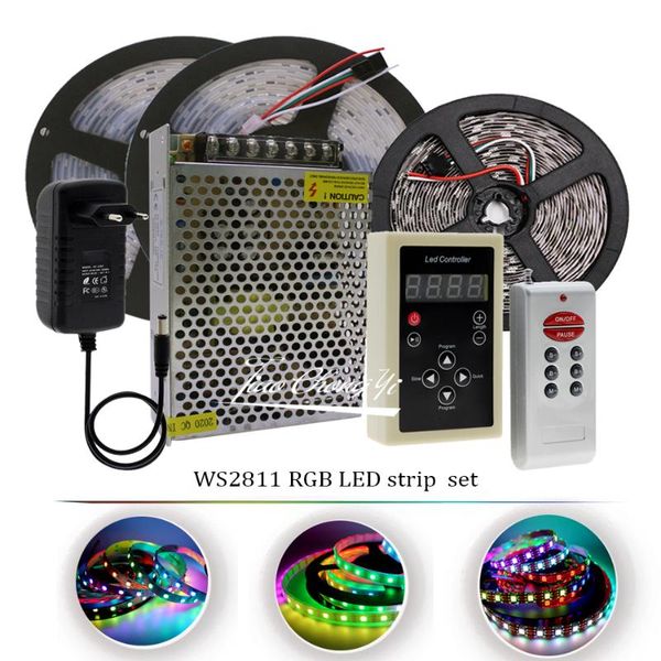 

12v rgb dream full color ws2811 30led/m led strip light +rf remote controller + led power kit