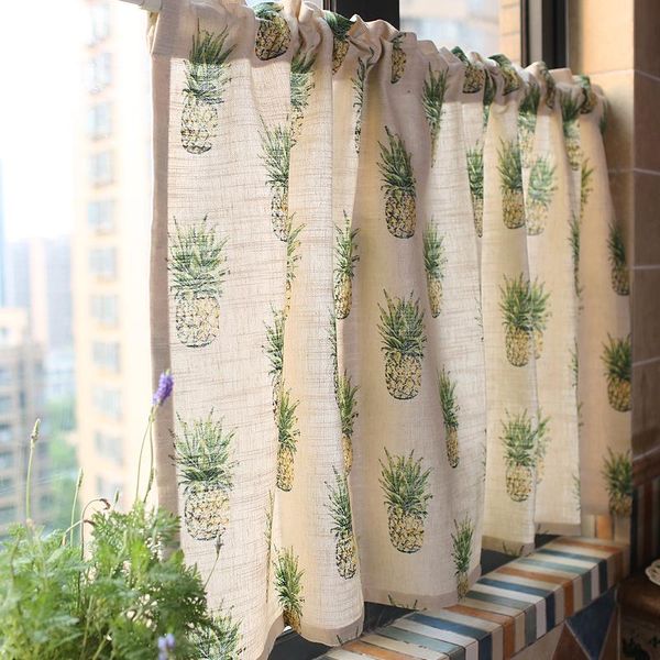 

curtain & drapes american style cotton linen printed pineapple decorative coffee home multi-function dust-proof 140*76cm