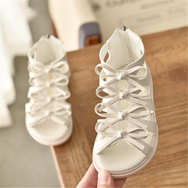 

Summer High-top Girls Sandals Fashion Roman Boots Kids Gladiator Sandal Toddler Child Sandals Girl High Quality Shoes Size 21-35, White