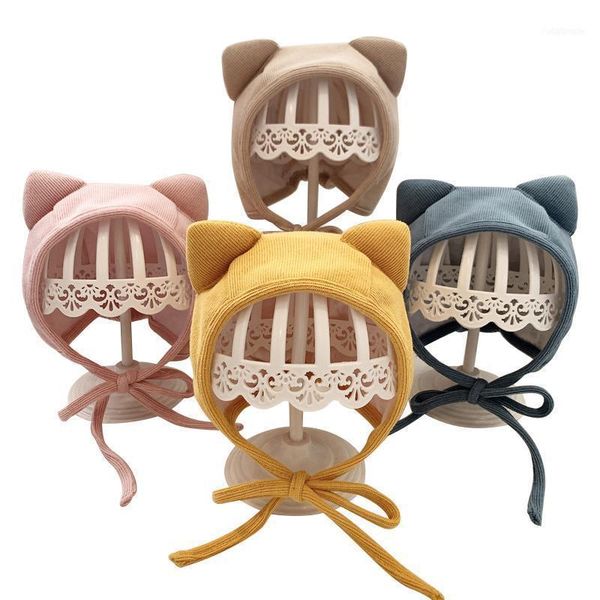 

caps & hats focusnorm infant baby girls boys bonnet hat lovely cat ears beanie cap with chin strap outfits 0-1years1, Yellow