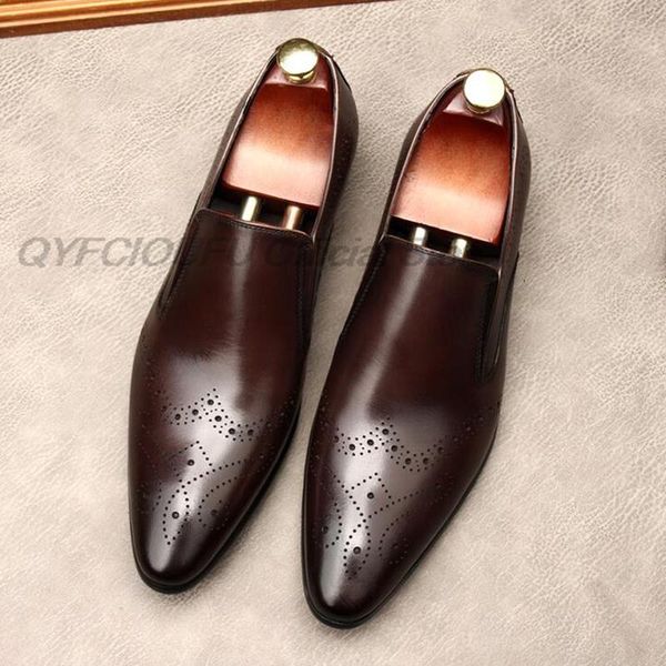 

size 6-12 spring autumn mens penny loafers genuine leather pointed toe slip on dress shoes men wedding casual business shoes, Black