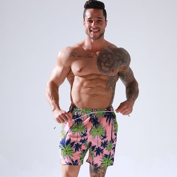 

men's swimsuit swim trunks with built-in boxer brief compression liner quick dry packable board short