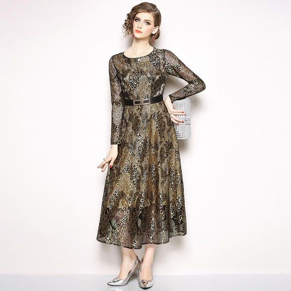 

casual dresses sping women midi red gold lace dress vestidos mujer 2021 ladies party, Black;gray