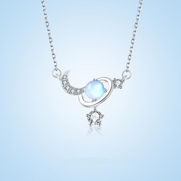 

pendant necklaces arrived moon planet shaped necklace women fashion fantasy universe star clavicle chain fine jewelry accessories, Silver