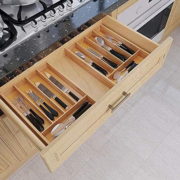 

storage drawers bamboo cutlery tray 5 grid kitchen box non-retractable tableware boxes household jewelry tools drawer organizer