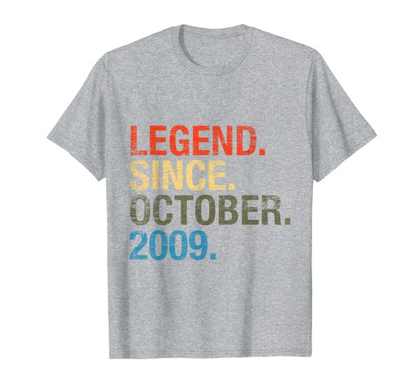 

10th birthday gifts - legend since october 2009 t-shirt, White;black