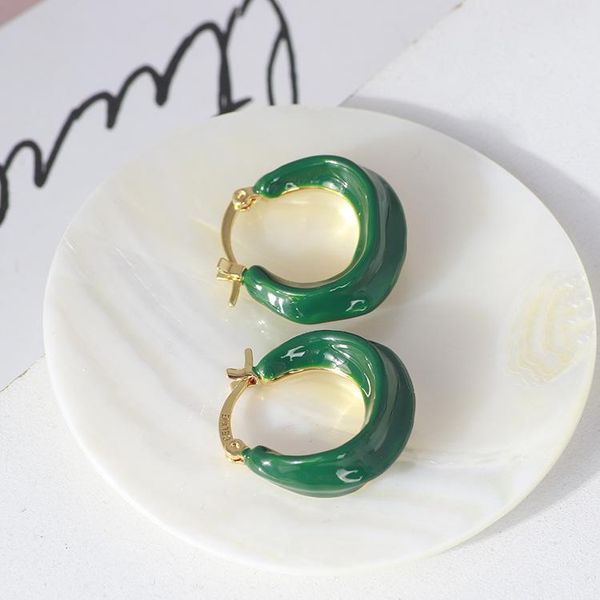 

stud metallic color enamel port style small earrings, Golden;silver