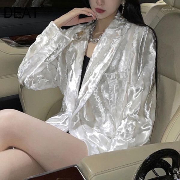 

women's suits & blazers [deat] 2021 spring fashion tide coat long sleeve solid color single-breasted v-neck velvet temperament women bl, White;black