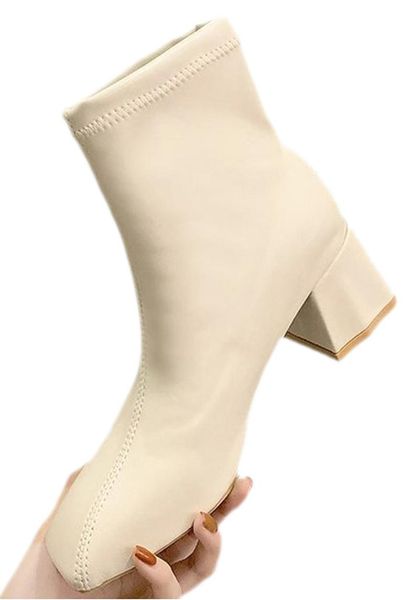 

boots women 2021 autumn square toe fashion female short student, Black