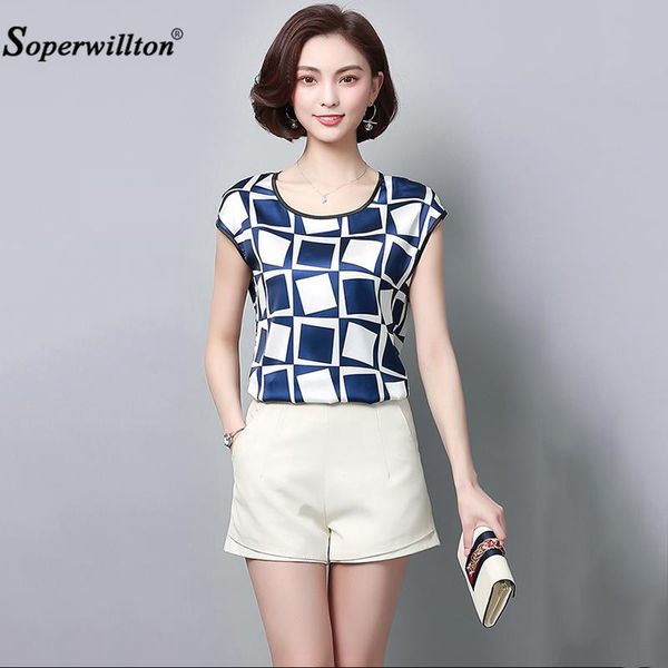 

women's blouses & shirts 2021 summer women blouse loose shirt floral print o-neck chiffon female short sleeve plus size 5xl top, White