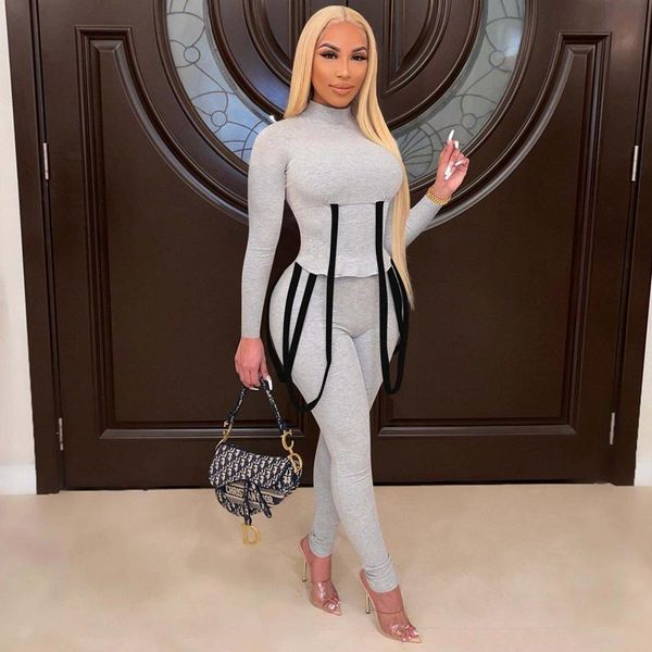 

women's two piece pants set long sleeve patchwork bodycon leggings women fall outfits workout clothes club matching sets, White