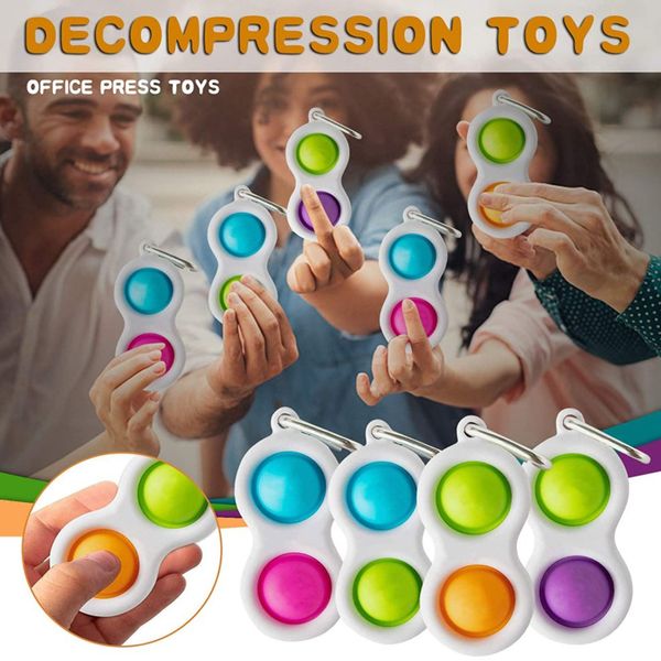 100PCS/DHL Push Bubble Fidget Sensory Key Ring Poo-Its Toys Keychain Kids Adult Novel Squeeze Bubbles Puzzle Finger Fun Game Fidgets Toy Stress Relief H2106