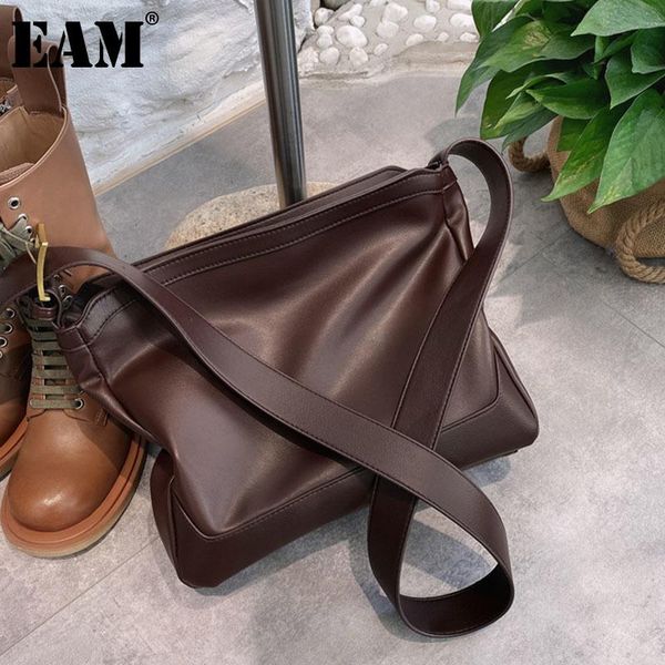 

shoulder bags [eam] women brief tote bag large capacity pu leather personality all-match crossbody fashion tide 2021 18a1673