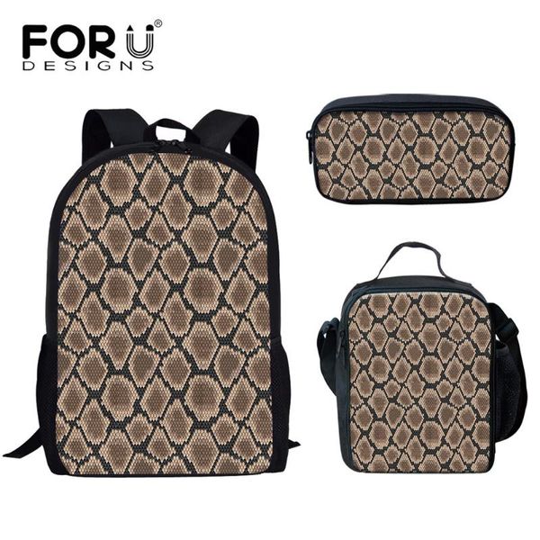 

school bags forudesigns style schoolbags set snakerskin python skin pattern backpack leisure daypack for teenagers youth cartable