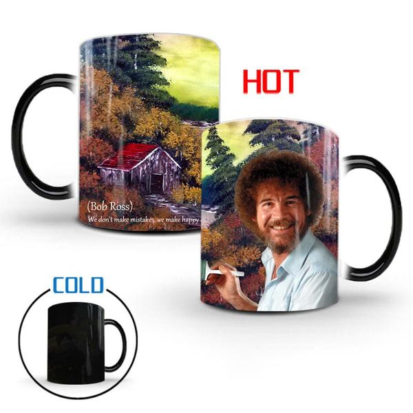 

mugs bob ross350ml ross color changing ceramic heat water cup coffee milk birthday christmas present for a friend