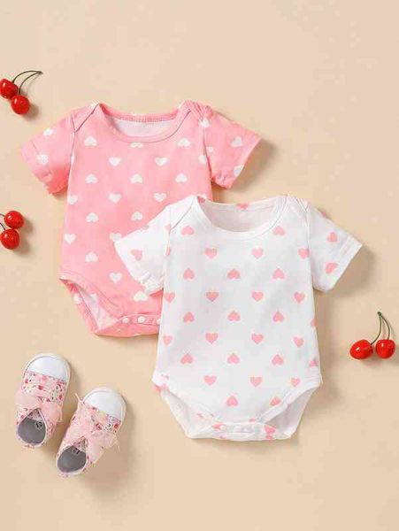 

baby 2pcs heart print bodysuit she, Blue