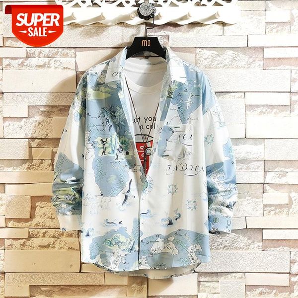 

men hawaiian shirt long sleeve floral print mens dress formal shirts camisa social masculina men casual slim fit shirt 5xl #du1c, White;black