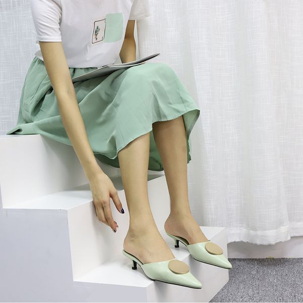

spring fashion fashionmonger low heel fruit color lightweight personality trendy casual sweat wicking closed-toe slippers women, Black