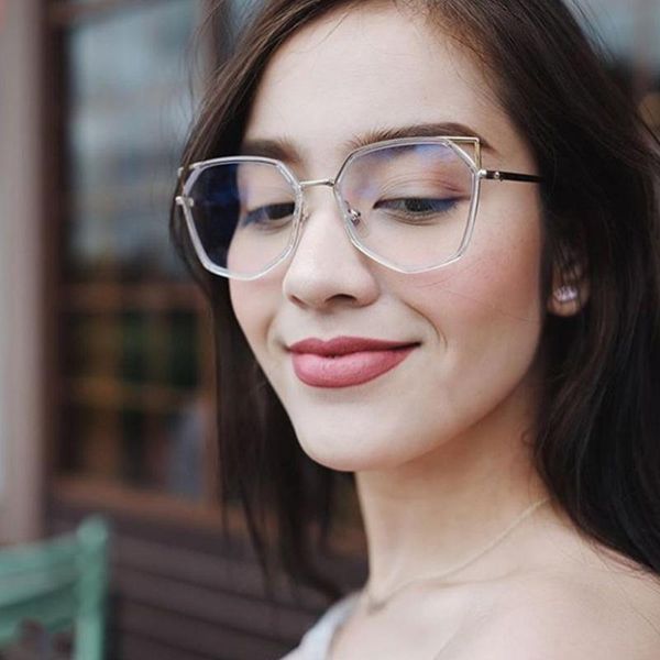 

sunglasses 80052 tr90 anti-blue light cat eye glasses frame spring legs men and women optical fashion computer eyglasses, White;black