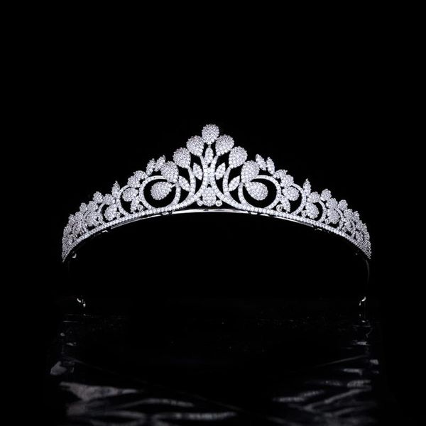 

hair clips & barrettes leaf bride wedding tiaras micro-inlaid full zircon crown headband jewelry accessories drop hq0398, Golden;silver