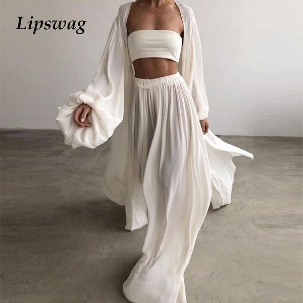 

women's tracksuits spring soft women three piece set fashion wrap cardigan and high waist pants suit female casual simple homewear, Gray