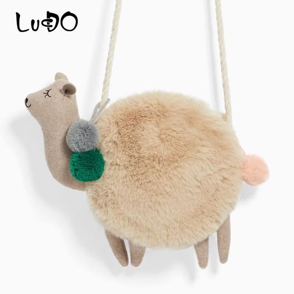 

backpacks lucdo famous brandfashion women shoulder bags 2021 winter plush lamb bag alpaca shape handbag crossbody for