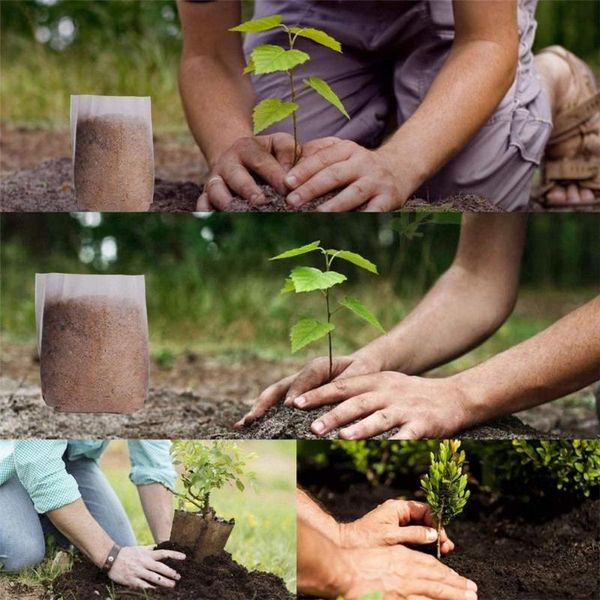 

planters & pots 600pcs seedling plants nursery bags organic biodegradable grow fabric eco-friendly ventilate growing planting 3