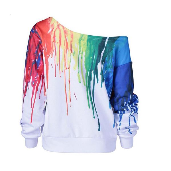

fashion women simple casual loose rainbow print sweatshirt long sleeve comfortable soft pullover blouse sweatshirt drop shipping, Black