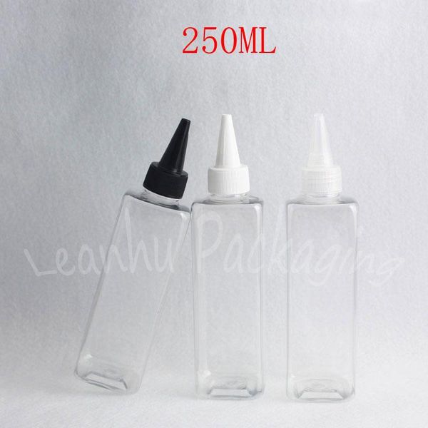 

storage bottles & jars 250ml transparent square plastic bottle pointed mouth cap , 250cc empty cosmetic container jam / lotion packaging
