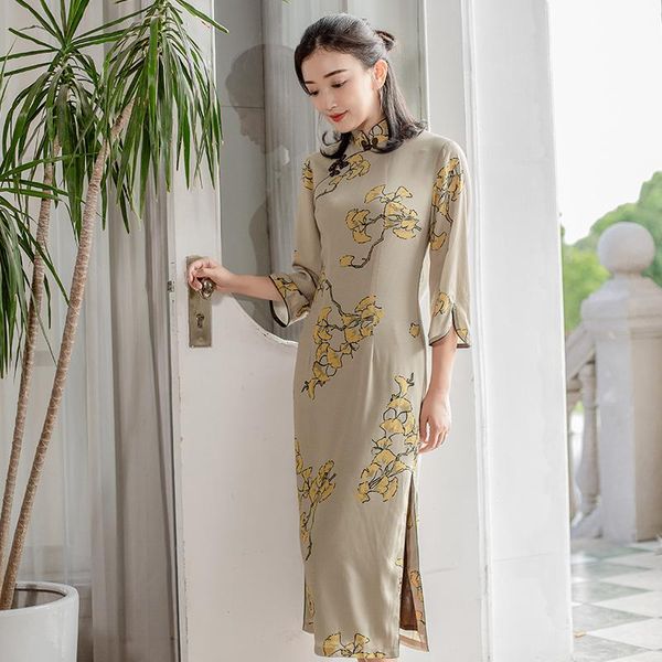 

ethnic clothing 2021 women's summer long cheongsam dress in chinese style, Red