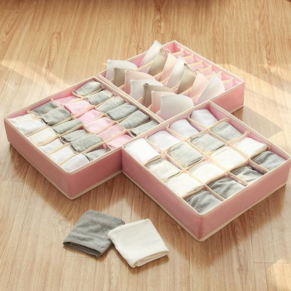 

storage drawers 3pcs washable underwear box foldable 7/16/24 grids bras socks drawer organizer multi-function home