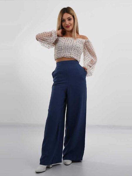 

women's pants & capris wide leg a-cut high waist trousers blue schapshik Â® brand, Black;white
